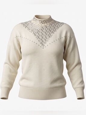 Vintage 80s Antonella Preve Angora Sweater Women’s S Ivory Embellished USA
